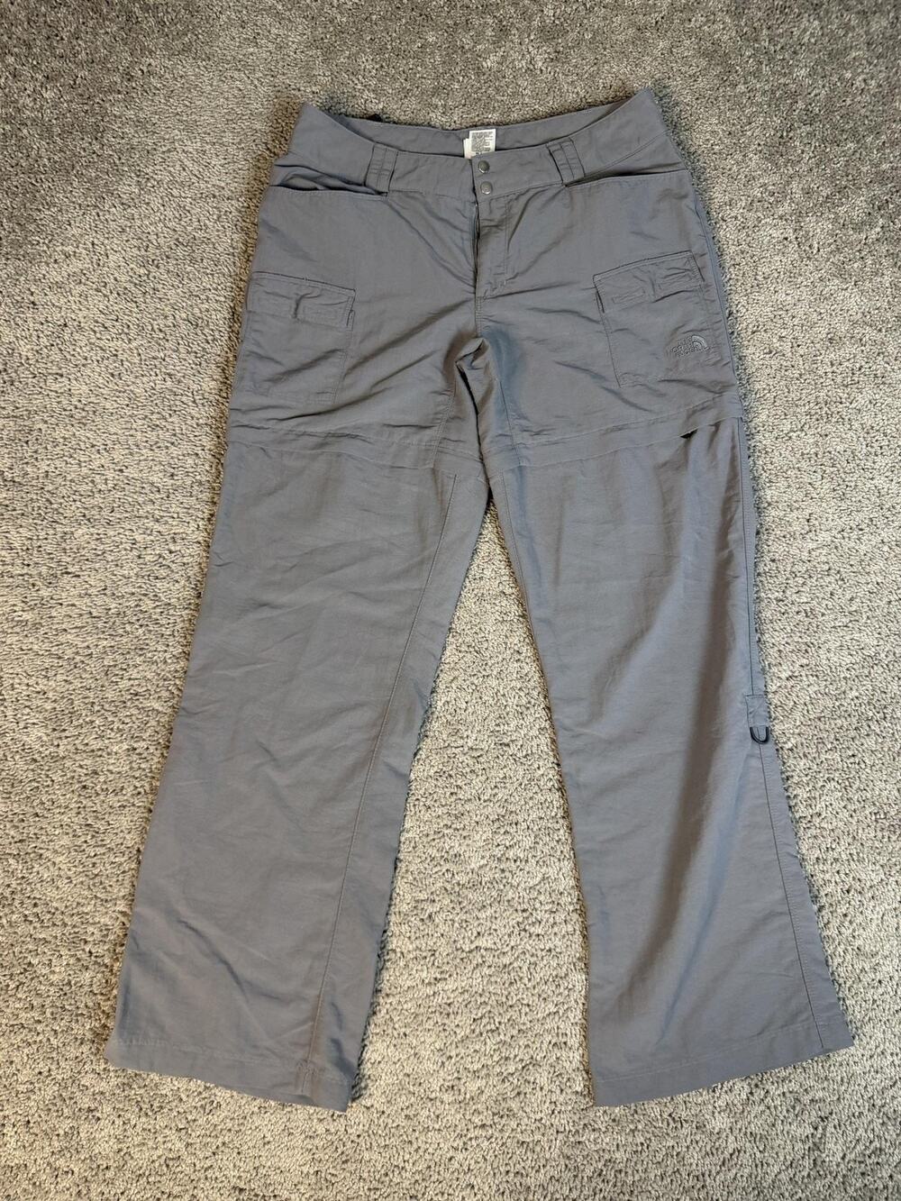 The North Face Pants Womens 10 Gray Cargo Convertible Shorts Nylon Pockets